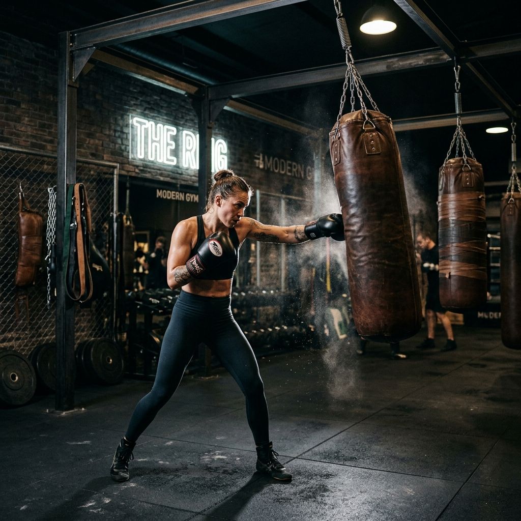 Intenzivní trénink boxu ve funkční zóně fitness centra